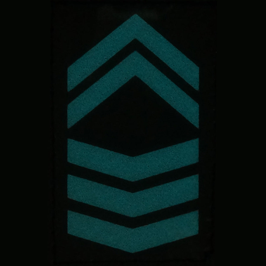 BLUE GLOW IN THE DARK RANK PATCH - 1ST SERGEANT