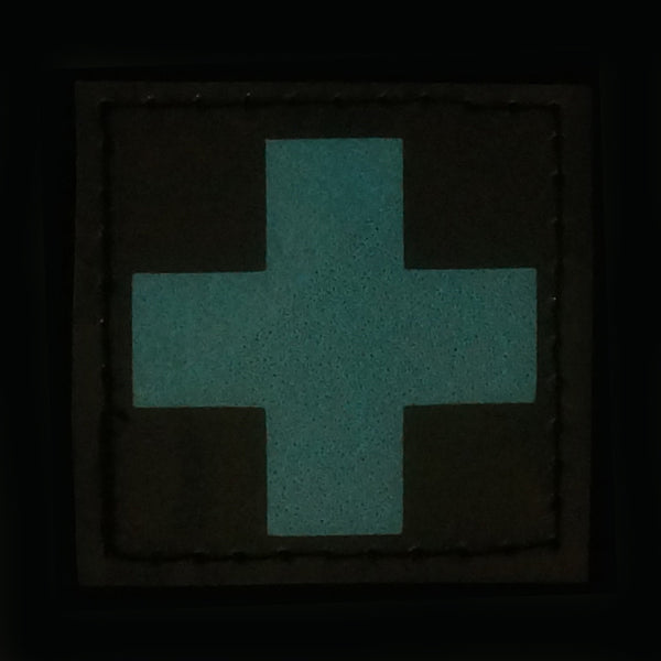 MEDICAL CROSS PATCH - BLUE GLOW IN THE DARK