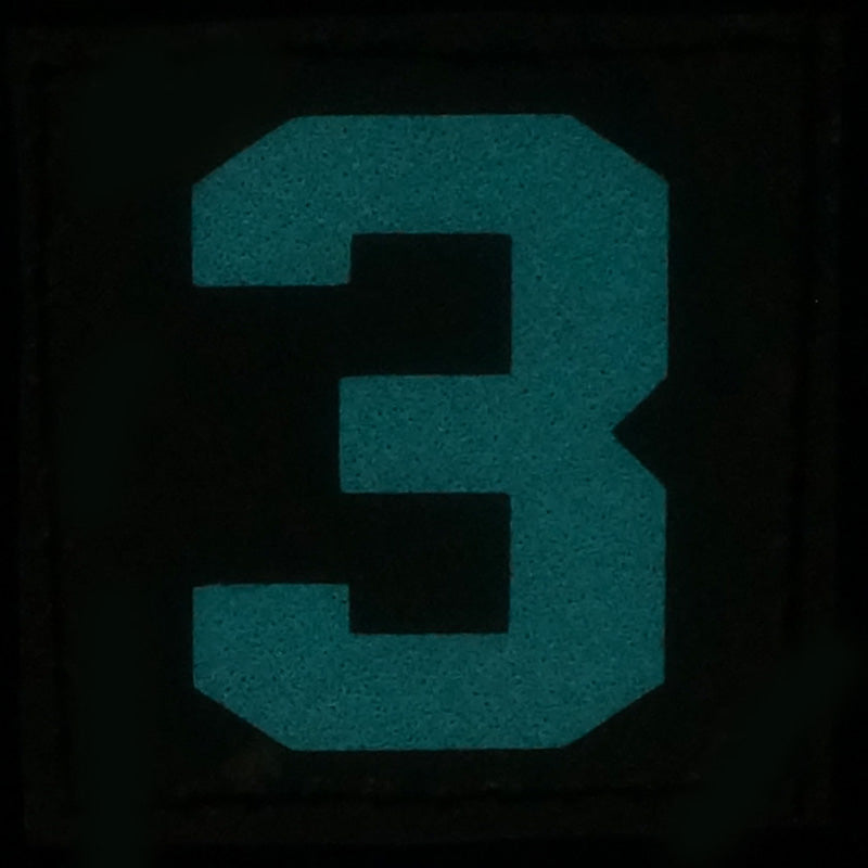 BIG NUMBER 3 PATCH - BLUE GLOW IN THE DARK