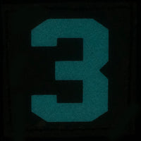 BIG NUMBER 3 PATCH - BLUE GLOW IN THE DARK