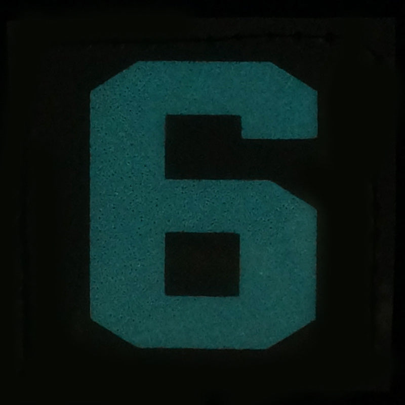BIG NUMBER 6 PATCH - BLUE GLOW IN THE DARK