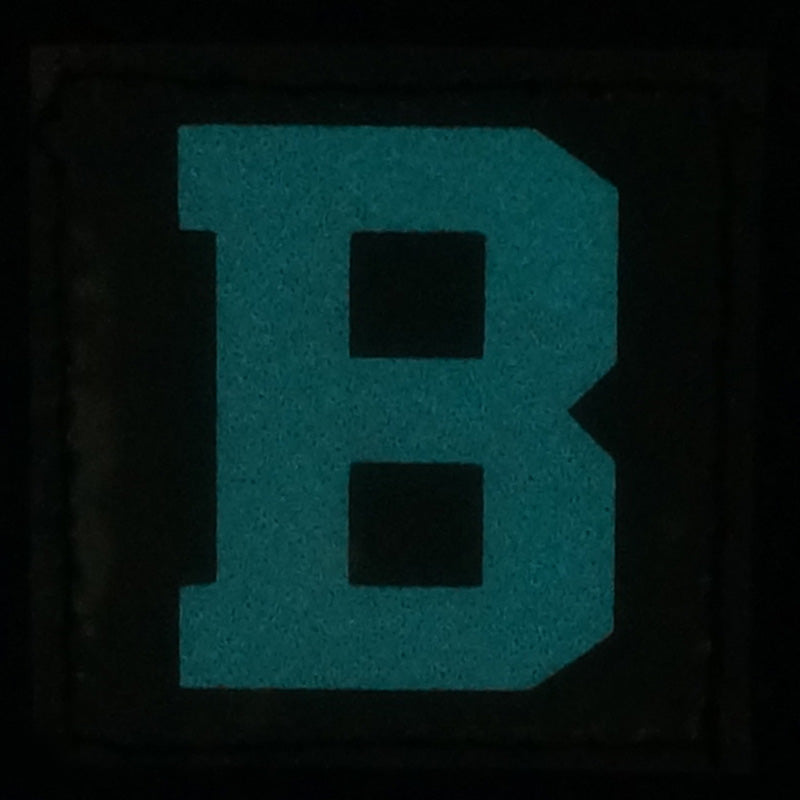 BIG LETTER B PATCH - BLUE GLOW IN THE DARK