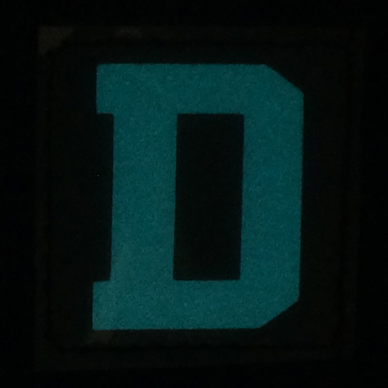 BIG LETTER D PATCH - BLUE GLOW IN THE DARK