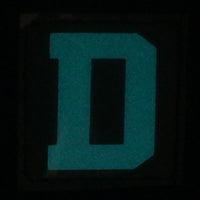BIG LETTER D PATCH - BLUE GLOW IN THE DARK