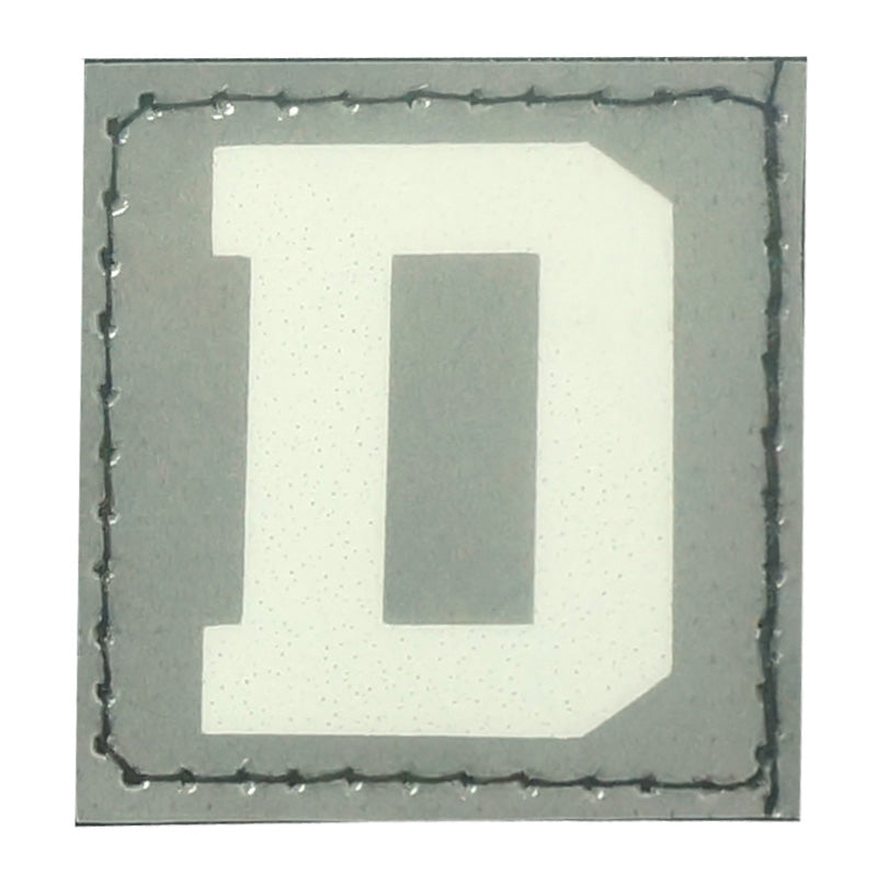 BIG LETTER D PATCH - BLUE GLOW IN THE DARK