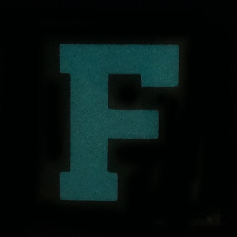 BIG LETTER F PATCH - BLUE GLOW IN THE DARK