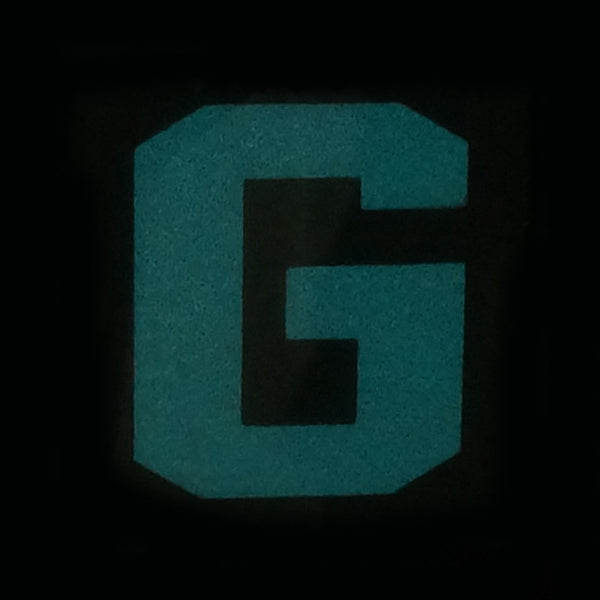 BIG LETTER G PATCH - BLUE GLOW IN THE DARK
