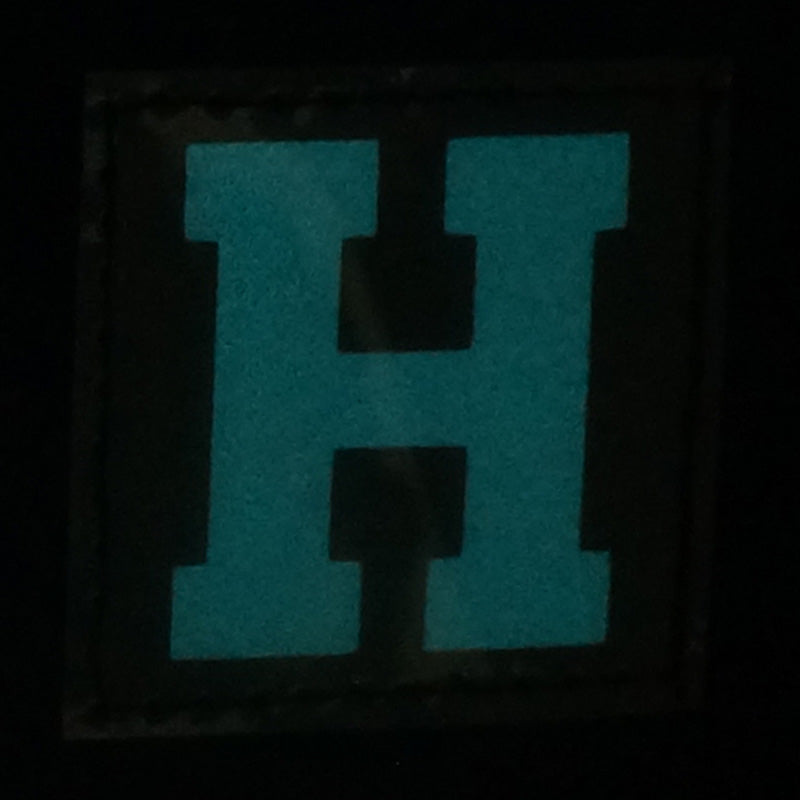 BIG LETTER H PATCH - BLUE GLOW IN THE DARK