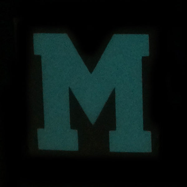 BIG LETTER M PATCH - BLUE GLOW IN THE DARK