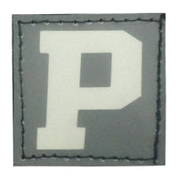 BIG LETTER P PATCH - BLUE GLOW IN THE DARK