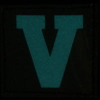 BIG LETTER V PATCH - BLUE GLOW IN THE DARK