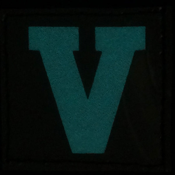 BIG LETTER V PATCH - BLUE GLOW IN THE DARK