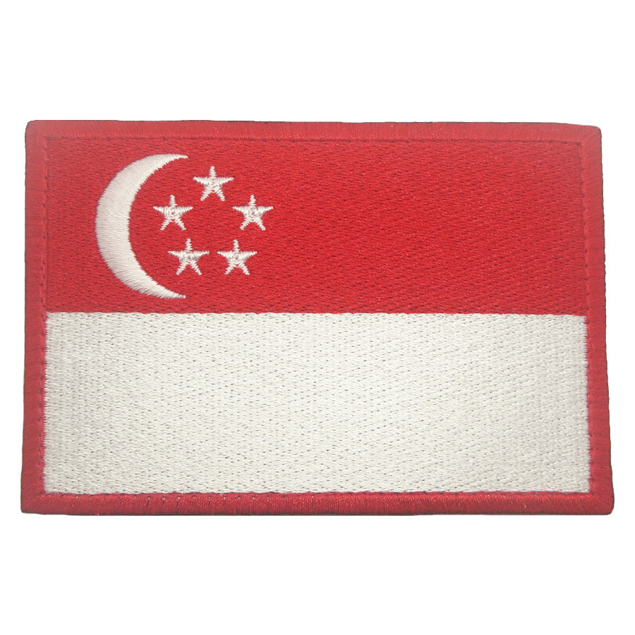 SINGAPORE FLAG EMBROIDERY PATCH - EXTRA LARGE (10.5 CM X 7 CM)
