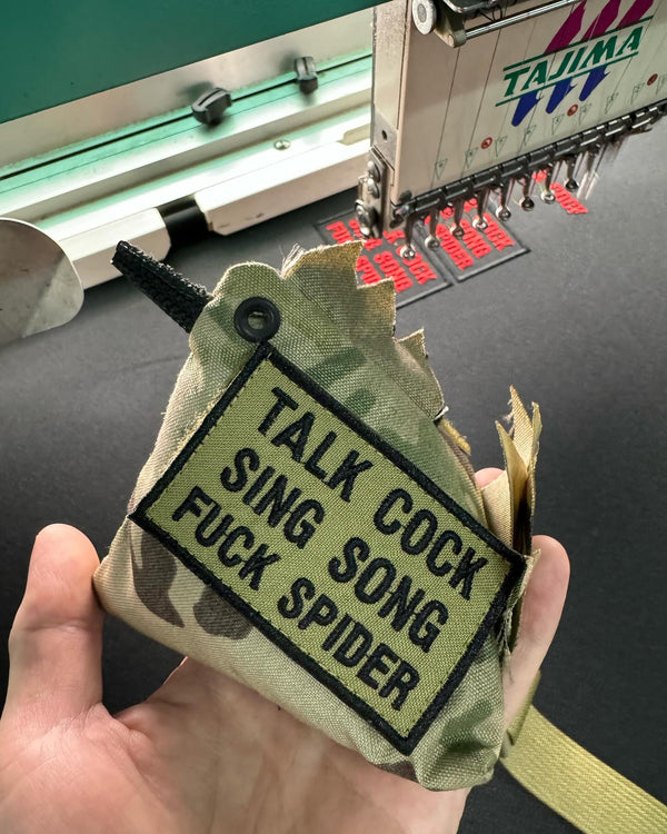TALK COCK, SING SONG, FUCK SPIDER PATCH - OLIVE GREEN