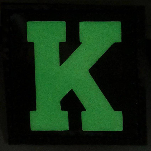 BIG LETTER K GITD PATCH - GLOW IN THE DARK - The Morale Patches