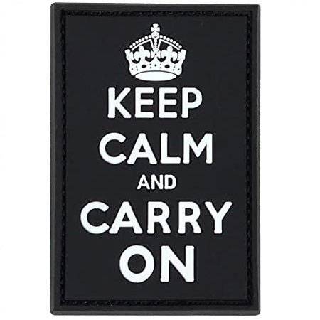 KEEP CALM & CARRY ON PVC PATCH - BLACK - The Morale Patches